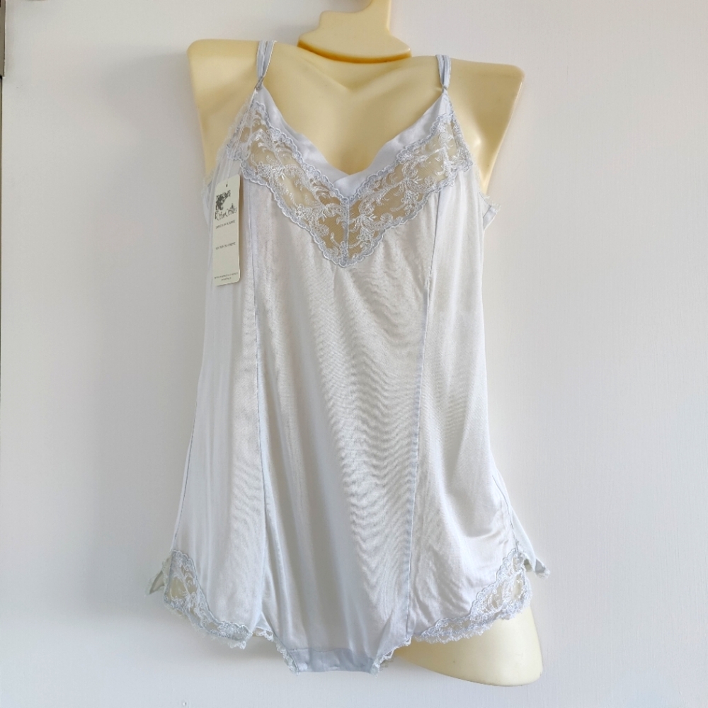 NWT Knit Silk Lingerie Romper | Knit Bodysuit/Playsuit- Gray